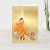 Vakantiepakket Retro Pinup Girl-kerstfeest Kaart (Voorkant)