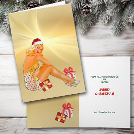 Vakantiepakket Retro Pinup Girl-kerstfeest Kaart