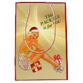 Vakantiepakket Retro Pinup Girl-kerstfeest Medium Cadeauzakje (Voorkant)