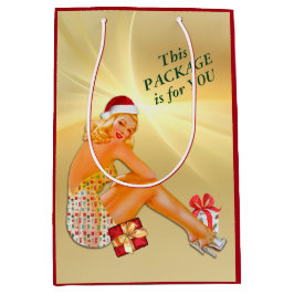 Vakantiepakket Retro Pinup Girl-kerstfeest Medium Cadeauzakje