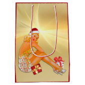 Vakantiepakket Retro Pinup Girl-kerstfeest Medium Cadeauzakje (Achterkant)