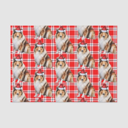 Vakantiepakketten voor Rough Collie Dog Christmas Tissuepapier (Voorkant)