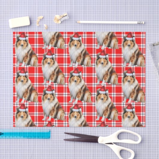 Vakantiepakketten voor Rough Collie Dog Christmas Tissuepapier (Craft)