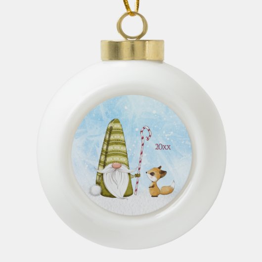 Vakantiepalk en Aangepast jaar voor feestdagen Keramische Bal Ornament (Voorkant)