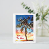 Vakantiepalmen op zonsondergang feestdagenkaart (Staand voorkant)