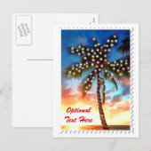 Vakantiepalmen op zonsondergang feestdagenkaart (Voorkant / Achterkant)