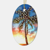 Vakantiepalmen op zonsondergang keramisch ornament (Links)