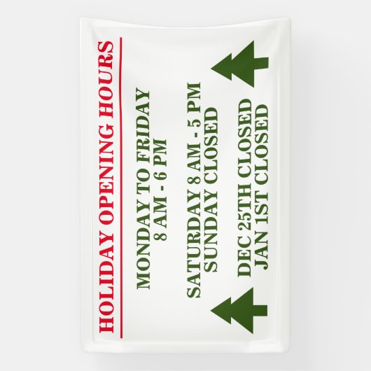 Vakantiepaneel openingstijden buitenshuis spandoek (Verticaal)