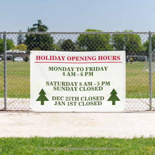 Vakantiepaneel openingstijden buitenshuis spandoek (Insitu)