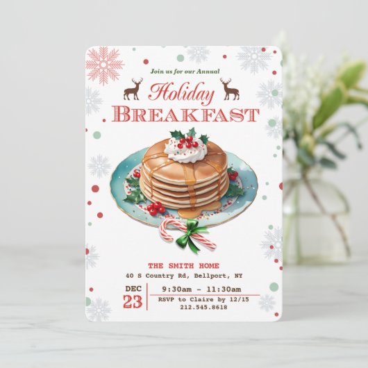 Vakantiepannenkoeken uitnodiging (Staand voorkant)