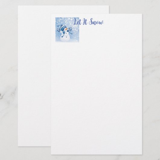 Vakantiepapier met sneeuw briefpapier (Voorkant / Achterkant)