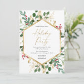 Vakantiepartij groene goudholte elegant kaart (Staand voorkant)