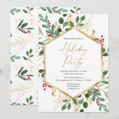 Vakantiepartij groene goudholte elegant kaart (Voorkant / Achterkant)