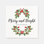 Vakantiepartij Merry and Bright Mistletoe Servet (Voorkant)