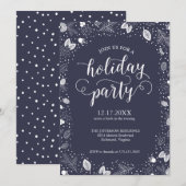 Vakantiepartij nodigt kalligrafie-winterfoliet uit kaart (Voorkant / Achterkant)
