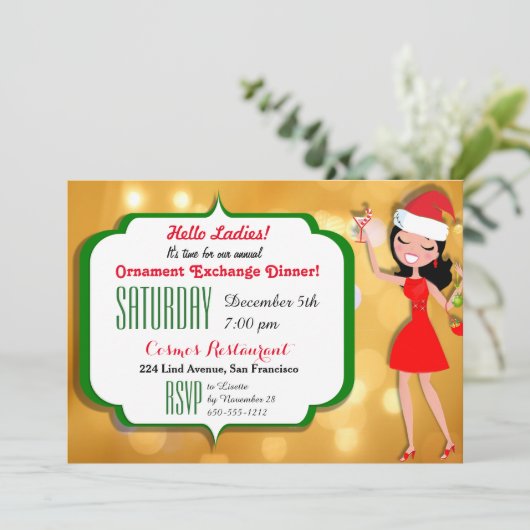 Vakantiepartij of inwendige uitnodiging (Staand voorkant)