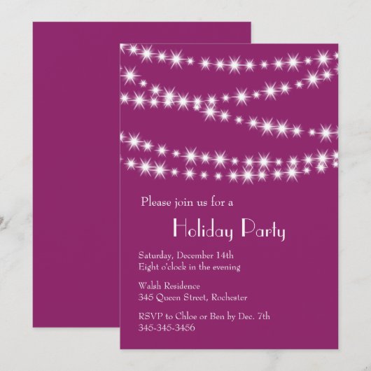 Vakantiepartij Twinkle Lights Kaart (Voorkant / Achterkant)