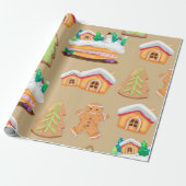 Vakantiepatroon in Gingerbread Village Cadeaupapier (Uitgerold)