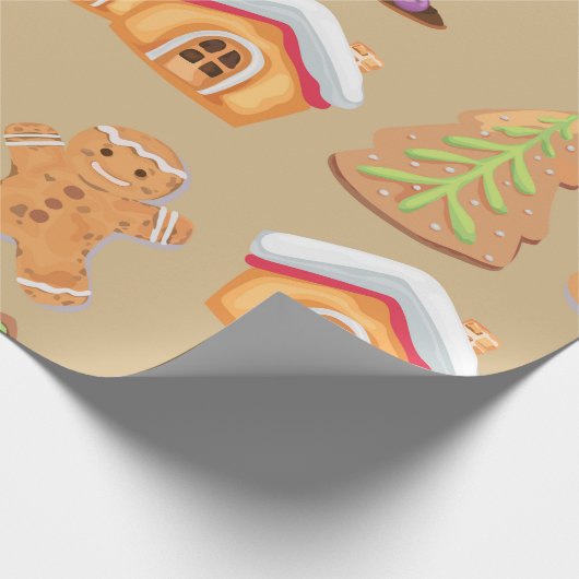 Vakantiepatroon in Gingerbread Village Cadeaupapier (Hoek)