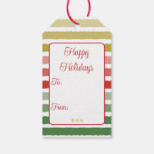 Vakantiepatroon in rood, groen en goud cadeaulabel (Achterkant)