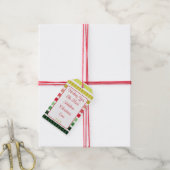 Vakantiepatroon in rood, groen en goud cadeaulabel (Met Touw)