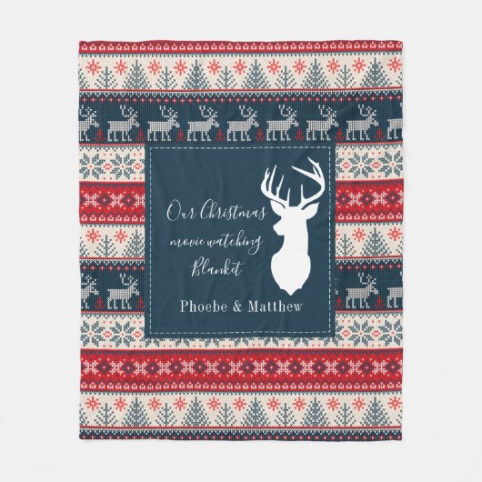 Vakantiepatroon kerstmis op maat fleece deken (Voorkant)