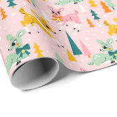 Vakantiepatroon Retro Reindeer Wonderland Cadeaupapier (Rol Hoek)