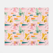 Vakantiepatroon Retro Reindeer Wonderland Fleece Deken (Voorkant (Horizontaal))