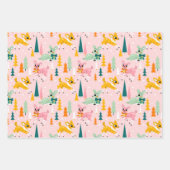 Vakantiepatroon Retro Reindeer Wonderland Inpakpapier Vel (Voorkant 3)