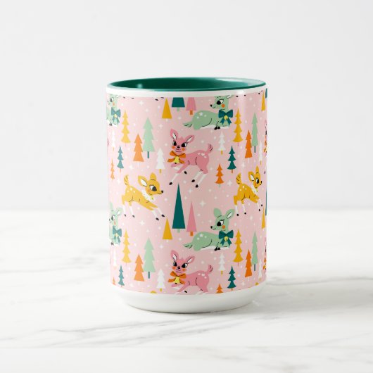 Vakantiepatroon Retro Reindeer Wonderland Mok (Midden)