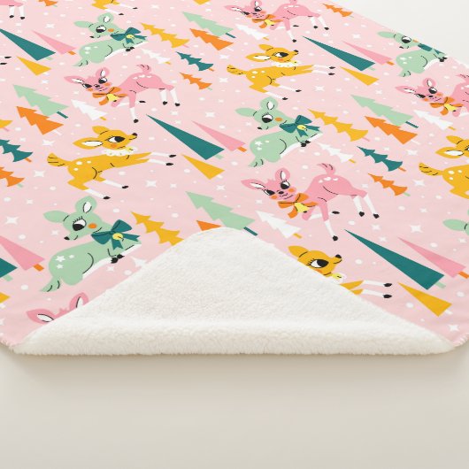Vakantiepatroon Retro Reindeer Wonderland Sherpa Deken (3/4)