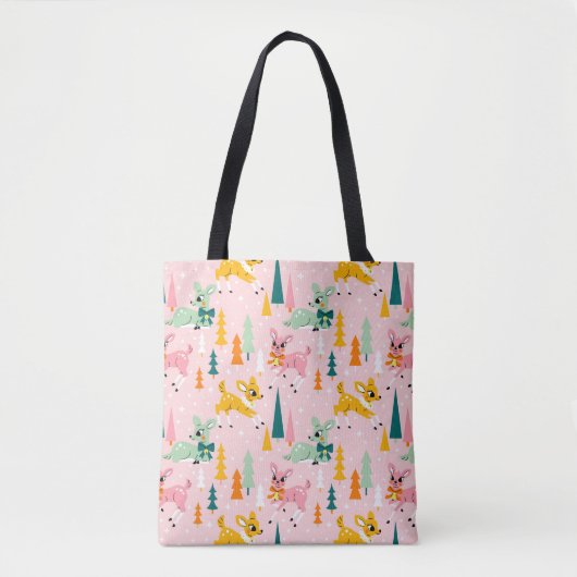 Vakantiepatroon Retro Reindeer Wonderland Tote Bag (Voorkant)