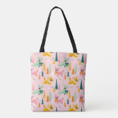Vakantiepatroon Retro Reindeer Wonderland Tote Bag (Achterkant)