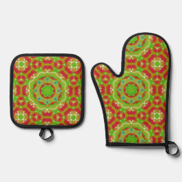 Vakantieperiode Vloeibare Mandala Patroon Ovenwant & Pannenlap Set