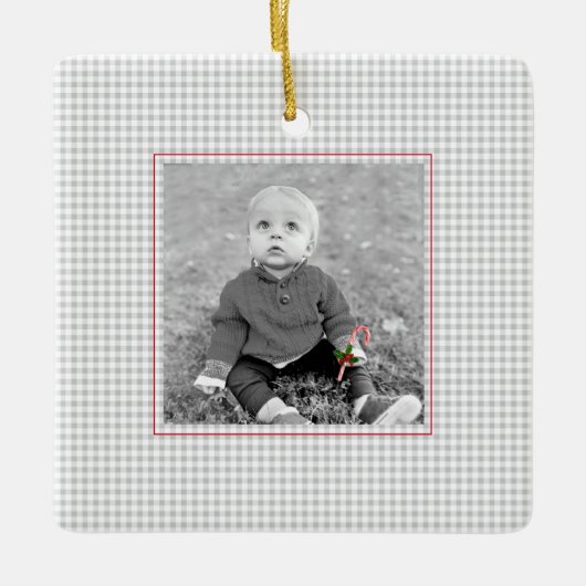 VakantiepHOTO NAAM JAAR Klassieke controle Kind ja Keramisch Ornament (Voorkant)