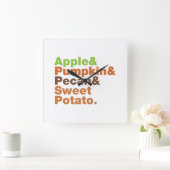 Vakantiepies ~ Feestive Xmas Thanksgiving Kerstmis Vierkante Klok (Huis)