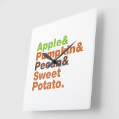 Vakantiepies ~ Feestive Xmas Thanksgiving Kerstmis Vierkante Klok (Hoek)