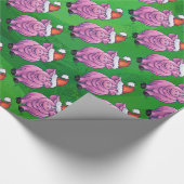 Vakantiepig in Santa Hat Pattern op Green Cadeaupapier (Hoek)