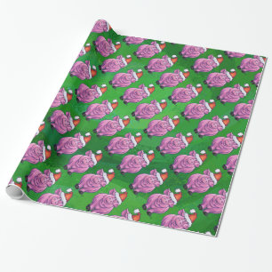 Vakantiepig in Santa Hat Pattern op Green Cadeaupapier