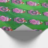 Vakantiepig in Santa Hat Pattern op Green Cadeaupapier (Hoek)