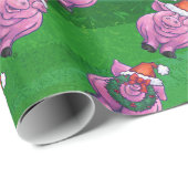 Vakantiepig in Santa Hat Pattern op Green Cadeaupapier (Rol Hoek)