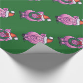 Vakantiepig in Santa Hat Pattern op Green Cadeaupapier (Hoek)