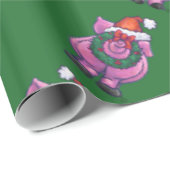 Vakantiepig in Santa Hat Pattern op Green Cadeaupapier (Rol Hoek)