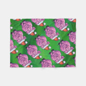 Vakantiepig in Santa Hat Pattern op Green Fleece Deken (Voorkant (Horizontaal))