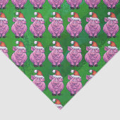 Vakantiepig in Santa Hat Pattern op Green Tissuepapier (Detail)