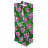 Vakantiepig in Santa Hat Pattern op Green Wijn Cadeautas (Achterkant Gekanteld)