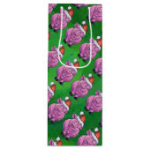 Vakantiepig in Santa Hat Pattern op Green Wijn Cadeautas (Voorkant)