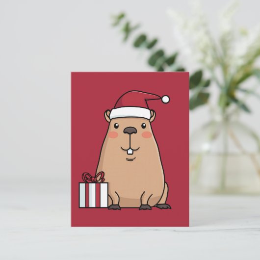 Vakantieplezier in Santa Capybara Briefkaart (Staand voorkant)