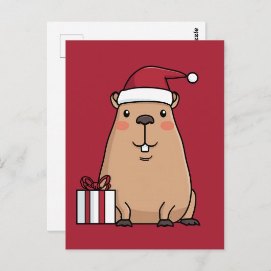 Vakantieplezier in Santa Capybara Briefkaart (Voorkant / Achterkant)