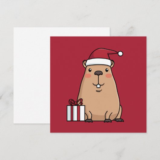 Vakantieplezier in Santa Capybara Feestdagenkaart (Voorkant / Achterkant)